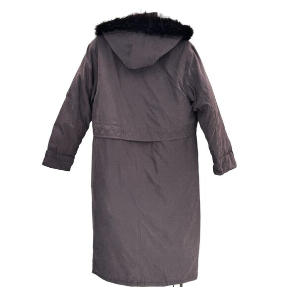 Utex Purple Winter Coat Quilted Lined Warm Detachable Faux Fur Drawstring Waist - Picture 6 of 9